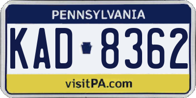 PA license plate KAD8362