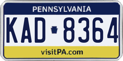PA license plate KAD8364