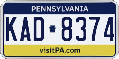 PA license plate KAD8374