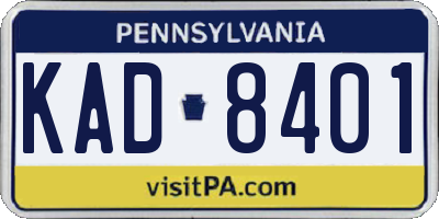 PA license plate KAD8401