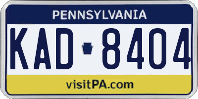 PA license plate KAD8404