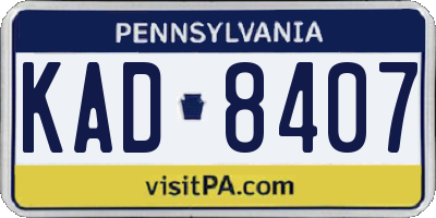 PA license plate KAD8407