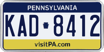 PA license plate KAD8412