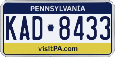 PA license plate KAD8433