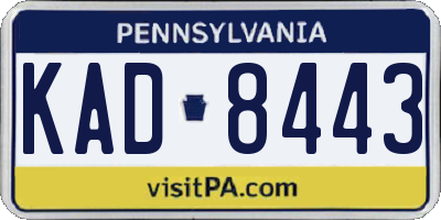 PA license plate KAD8443