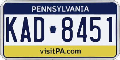 PA license plate KAD8451