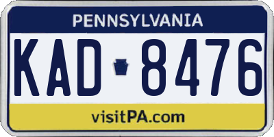 PA license plate KAD8476