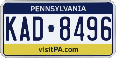 PA license plate KAD8496