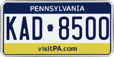 PA license plate KAD8500