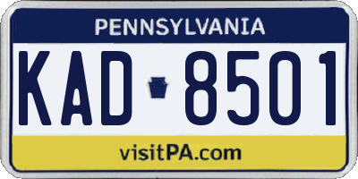 PA license plate KAD8501