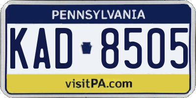 PA license plate KAD8505