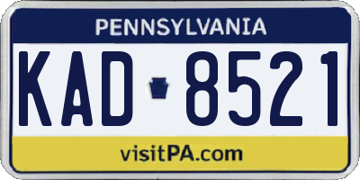 PA license plate KAD8521
