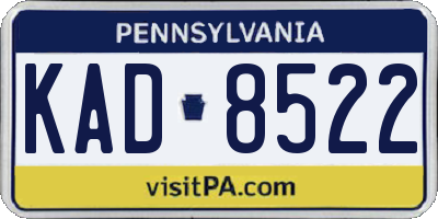 PA license plate KAD8522