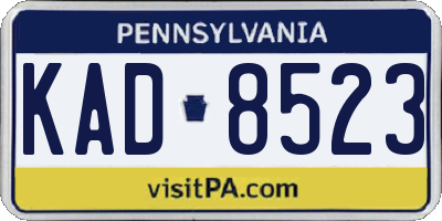 PA license plate KAD8523