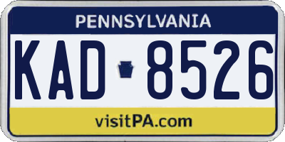 PA license plate KAD8526