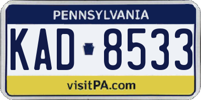 PA license plate KAD8533