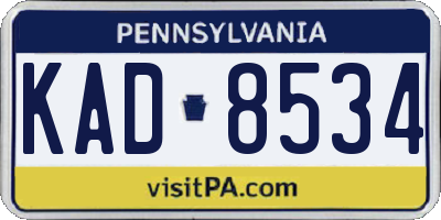PA license plate KAD8534