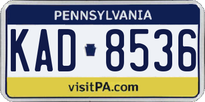 PA license plate KAD8536