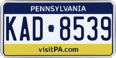 PA license plate KAD8539