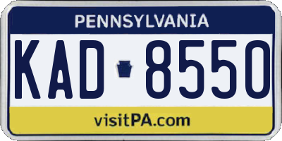 PA license plate KAD8550