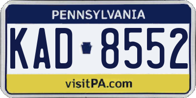 PA license plate KAD8552