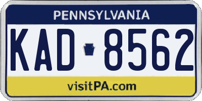 PA license plate KAD8562