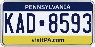 PA license plate KAD8593