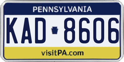 PA license plate KAD8606