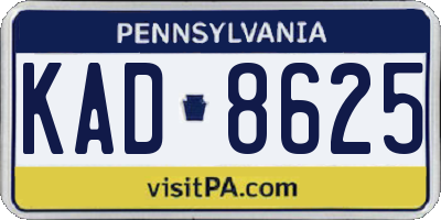 PA license plate KAD8625