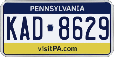 PA license plate KAD8629