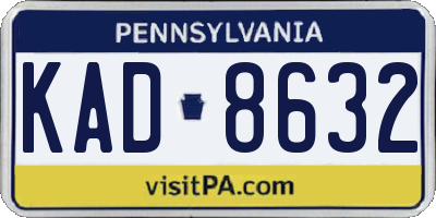 PA license plate KAD8632