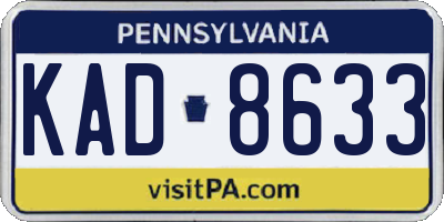 PA license plate KAD8633