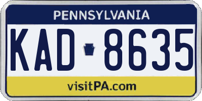 PA license plate KAD8635