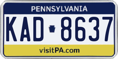 PA license plate KAD8637