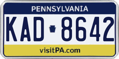 PA license plate KAD8642