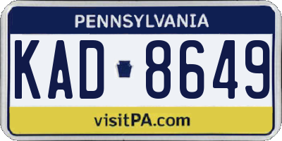 PA license plate KAD8649