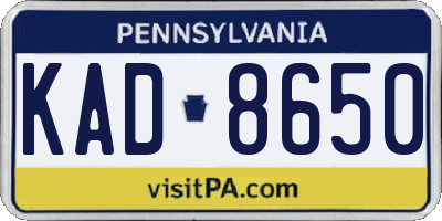 PA license plate KAD8650