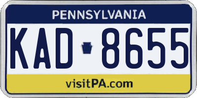 PA license plate KAD8655