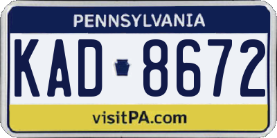 PA license plate KAD8672