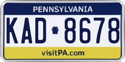 PA license plate KAD8678