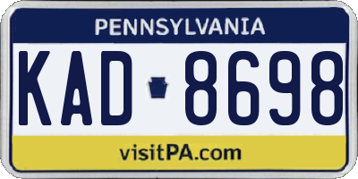 PA license plate KAD8698