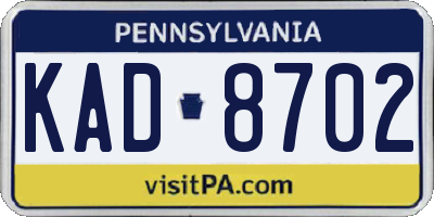 PA license plate KAD8702