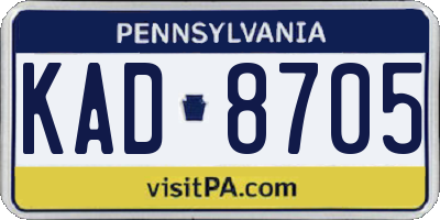 PA license plate KAD8705