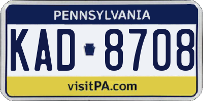 PA license plate KAD8708