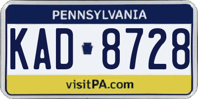PA license plate KAD8728