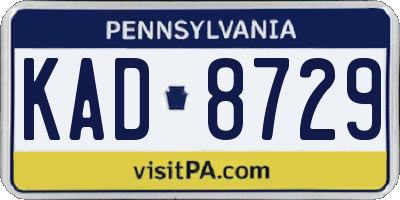 PA license plate KAD8729
