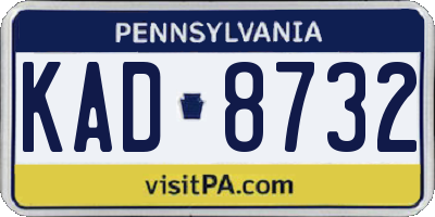 PA license plate KAD8732