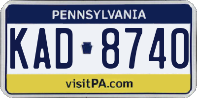 PA license plate KAD8740