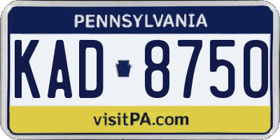 PA license plate KAD8750