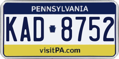PA license plate KAD8752
